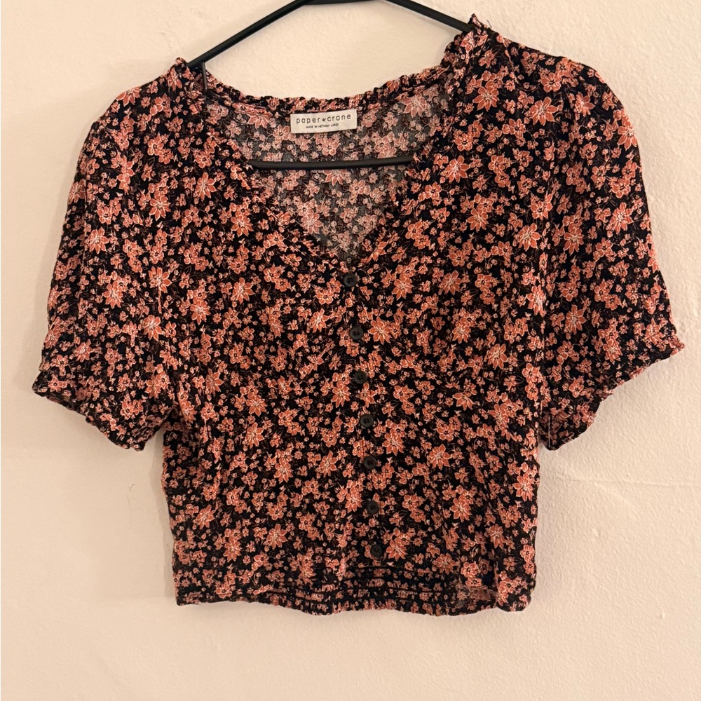 Paper Crane Floral Crop Top